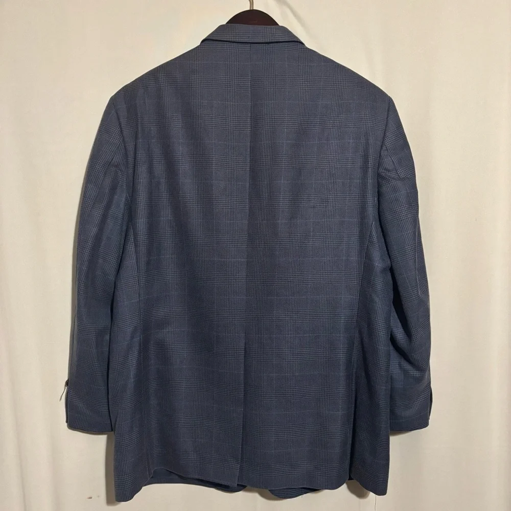 Ralph Lauren Blue Plaid Mens Blazer Size 44R 52% silk-sole and 48% wool-laine